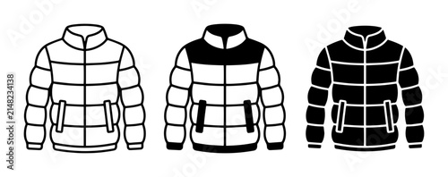 Konstfotografi Puffer Jacket Icons, Winter Coat Vector Set, Down Jacket Graphics, Cold Weather