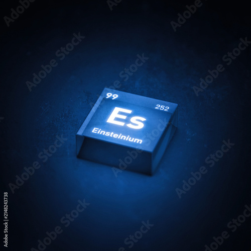 Chemical Element Einsteinium Es. Periodic Table 3D