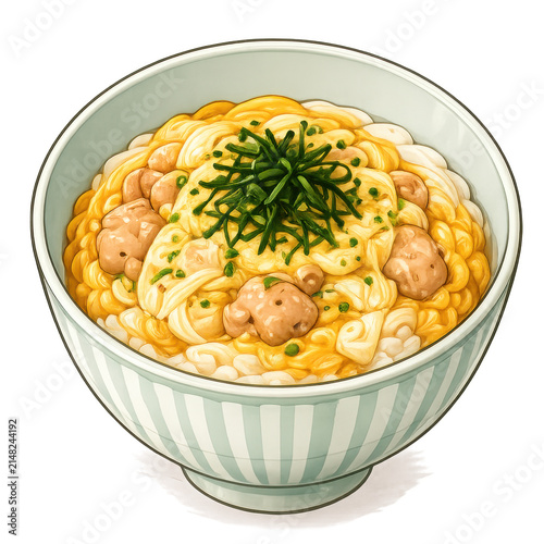 Creamy Udon Noodles with Meatballs Hand Painted Japanese Fusion Food Clipart Isolated on Transparent Background