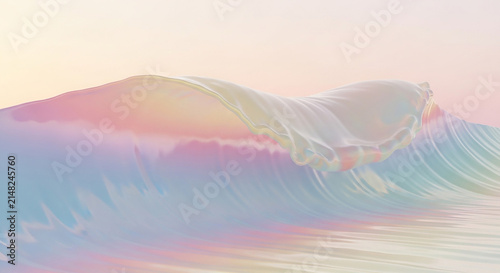 Abstract Pastel Rainbow Wave, Fluid Motion, Liquid Gradient, Soft Liquify, Smooth Liquid