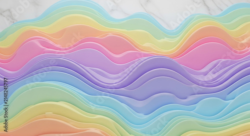 Abstract Pastel Rainbow Waves - Liquid Gradient Flowing Background