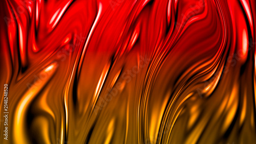 Fotografie Abstract fiery red and orange liquid wave texture background.