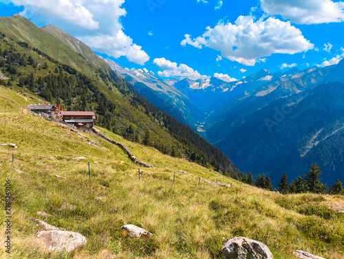 Alpine summer view at Mount Ahorn, Mayrhofen, Zillertal valley, Schwaz, Tyrol, Austria