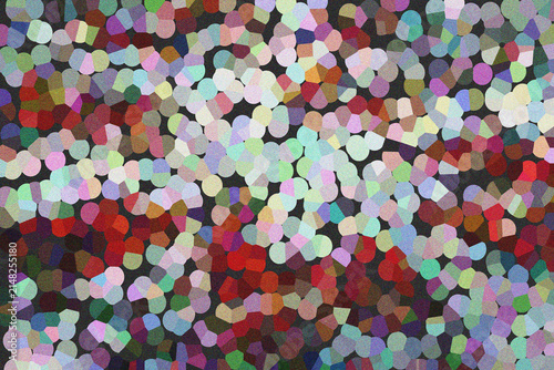 Fotografie Muted abstract pointillist pattern of diverse colorful irregular dots scattered