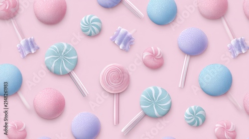 Vibrant Collection Of Lollipops And Sweets Set Against A Pink Background Perfect For Fun And Creative Designs