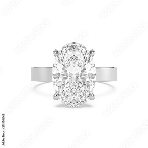 фотографія Top View of Oval Cut Diamond Solitaire Engagement Ring White Gold
