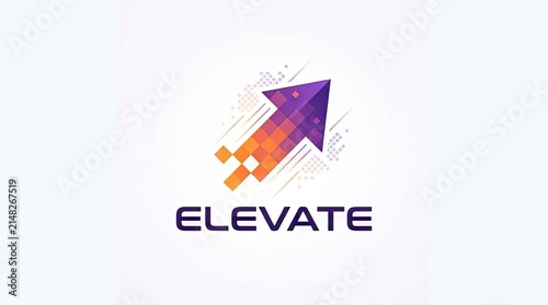 Elevate logo with pixelated upward growth arrow.