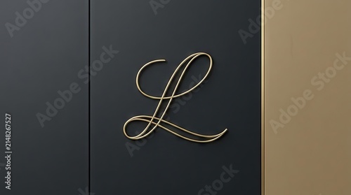 Plakat Elegant gold script letter L luxury logo.