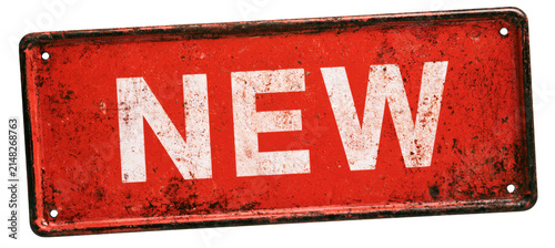 New word text red grunge sign. Business store product label tag. Generative AI technology.	
