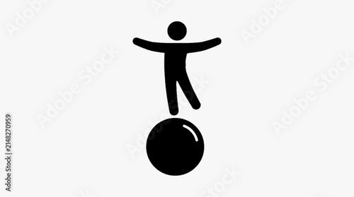 Person Balancing on Sphere Illustration
