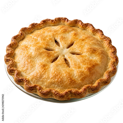 Traditional Apple Pie Isolated on White Background Homemade Bakery Dessert Concept