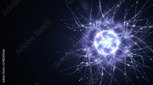 Abstract AI Neural Network Energy Sphere with Glowing Digital Connections