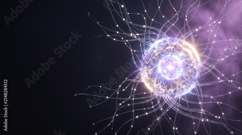 Abstract Neural Network Sphere with Glowing Energy Connections and Artificial Intelligence Concept