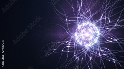 Abstract Glowing Neural Network with Artificial Intelligence and Data Connections