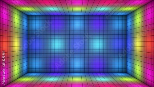 Broadcast Switching Hi-Tech Illuminated Cubes Room Stage, Multi Color, Events, 3D, Loopable, 4K
