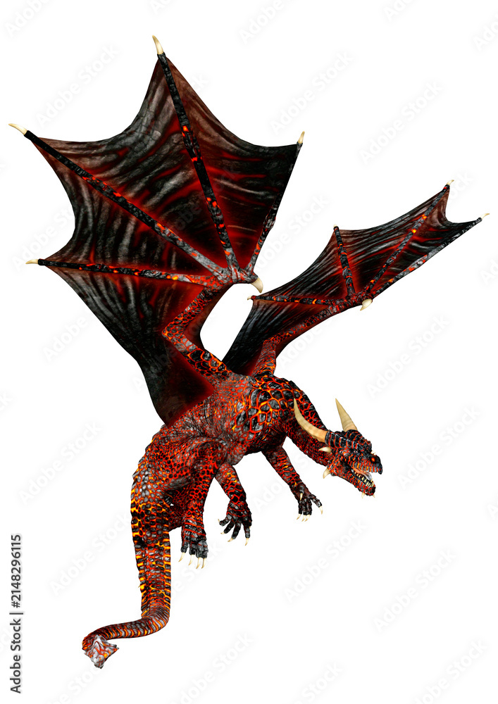 Fototapeta premium 3D Rendering Fairy Tale Dragon on White