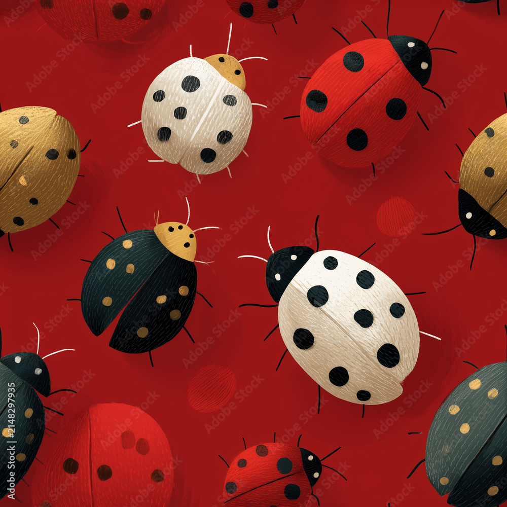 Fototapeta premium seamless background with ladybug