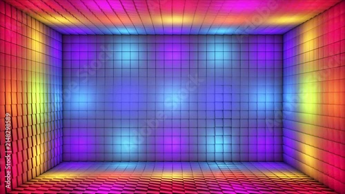 Broadcast Pulsating Hi-Tech Alternate Blinking Illuminated Cubes Room Stage, Multi Color, Events, 3D, Loopable, 4K