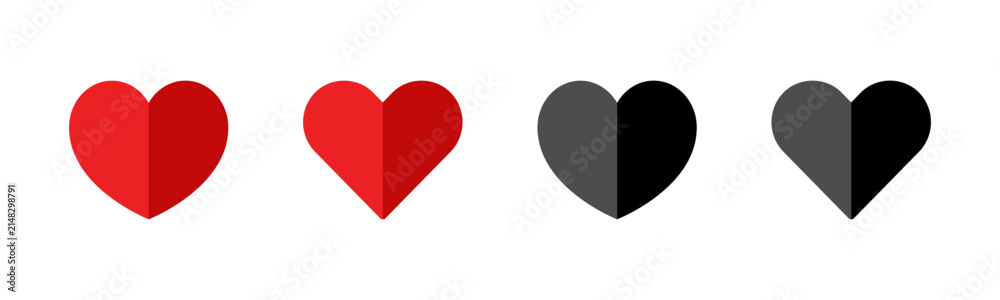 Obraz premium Heart Icon Set Collection with Flat and Two Tone Love Symbol Vector Illustration