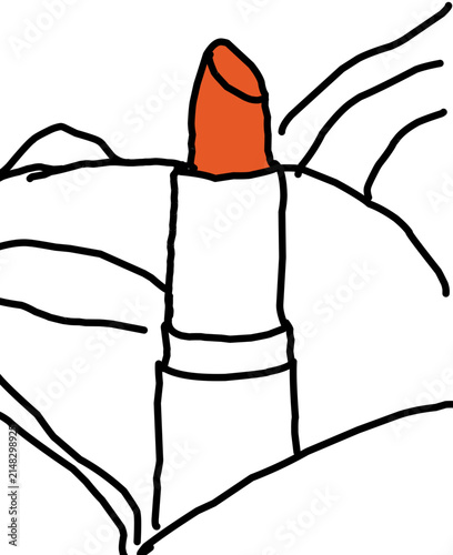 Orange Lipstick Hand-Drawn Illustration
