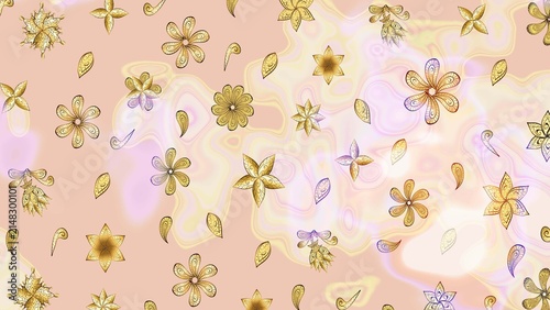 Christmas, snowflake, new year. Golden seamless pattern on beige, neutral and yellow colors with golden elements. Seamless vintage pattern on beige, neutral and yellow colors with golden elements.