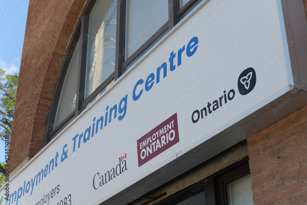 Fototapeta premium sign of an Employment & Training Centre located at 1415 Bathurst St, Toronto