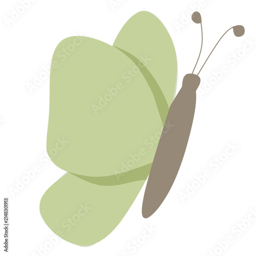 Cute vector green butterfly illustration 