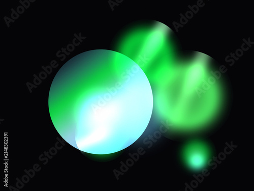 Orbes lumineux et cercles fluorescents : bulles colorées, halos néons, brillance et scintillement dans l'espace