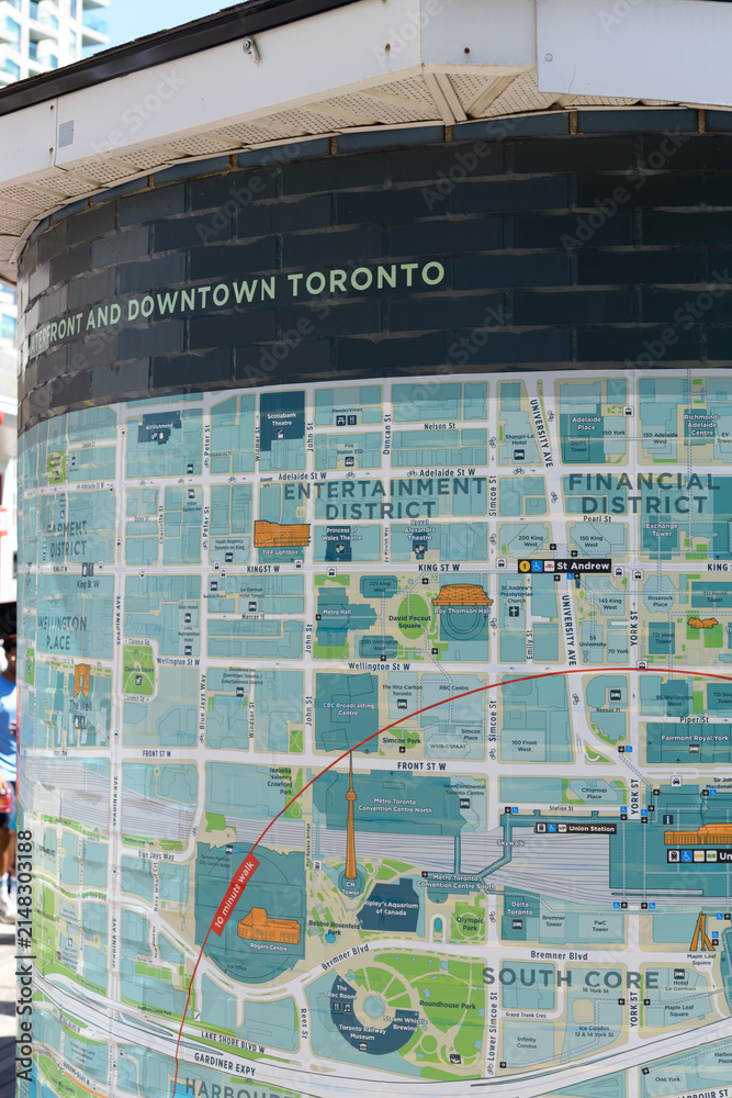 Fototapeta premium large Waterfront and Downtown Toronto map near Harbourfront Centre