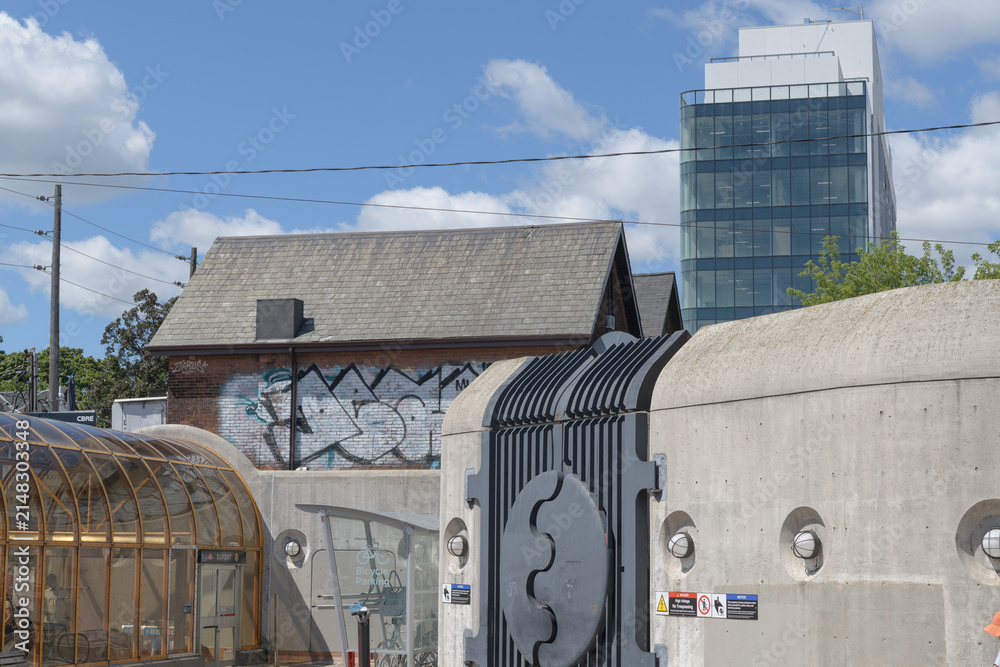 Fototapeta premium exterior of Dupont Station, 263 Dupont St, Line 1 (Yonge-University-Spadina) intersection of Spadina Rd and Dupont St, Toronto
