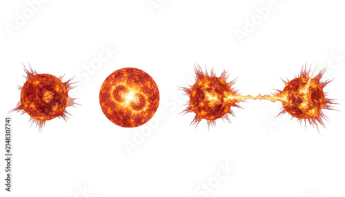 Nuclear Fusion Process of Two Burning Suns or Stars