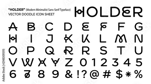 Modern Sans-Serif Font Alphabet and Numbers Isolated