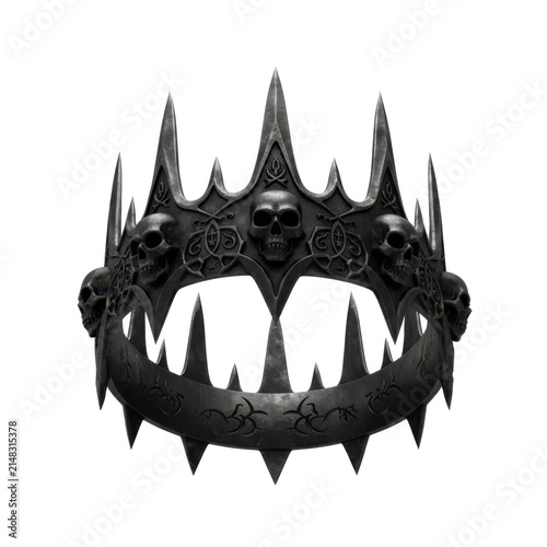 Dark Gothic Spiked Crown with Human Skulls