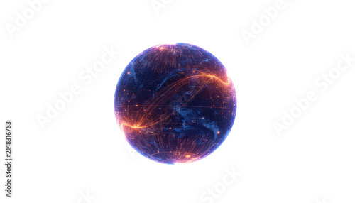 Abstract Digital Earth Globe with Glowing Network Connections