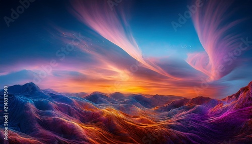 Dramatic Play Of Colors And Light In A Textured Background At Dusk