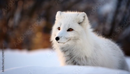 Arctic Fox In Winter Background