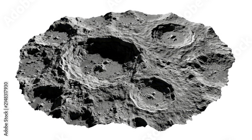 Lunar landscape surface featuring impact craters on a transparent background PNG file