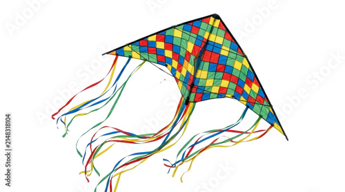 Multi colored delta kite with ribbons on a transparent background PNG image