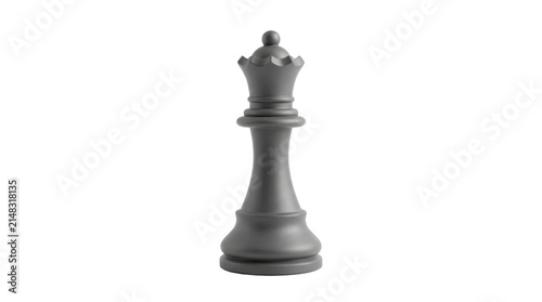 Grey chess queen piece isolated on a transparent background PNG file