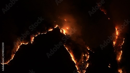 Fire on Como lake, flames devastate Moregallo peak, Lombardy landscape