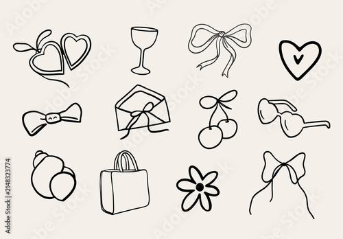 Hand Drawn Coquette Icon Set