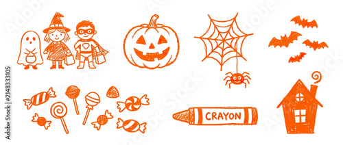 Hand-drawn Halloween icons set, isolated on white