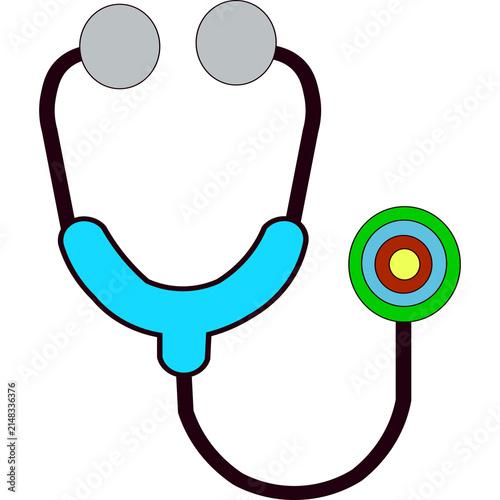 Colorful medical stethoscope illustration for healthcare and diagnostic concepts on white background.