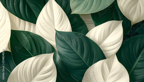 Tropical leaves display overlapping organic curves in soft calm sophisticated and minimalist botanical background generative AI