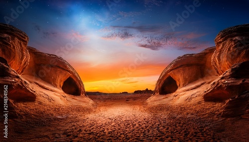 Mystic Sand Cave Illuminated Desert Landscape