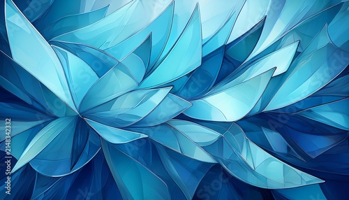 Abstract Blue Glass Shapes Background