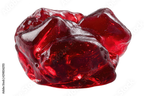 Red Translucent Gelatinous Mass Isolated on White Background