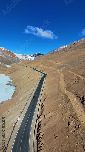 Beautiful Highway in Ladakh Himalayas Following a Car | Cinematic 4K Drone Aerial Road Trip