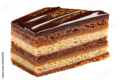 Layered Chocolate Caramel Cake with Gold Glaze