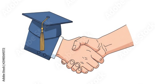 Handshake with Graduation Cap Icon for Academic Success